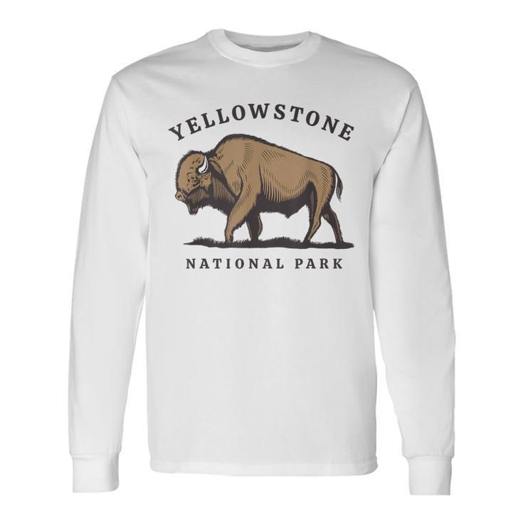 Yellowstone National Park Vintage Buffalo Bison Retro Long Sleeve T-Shirt