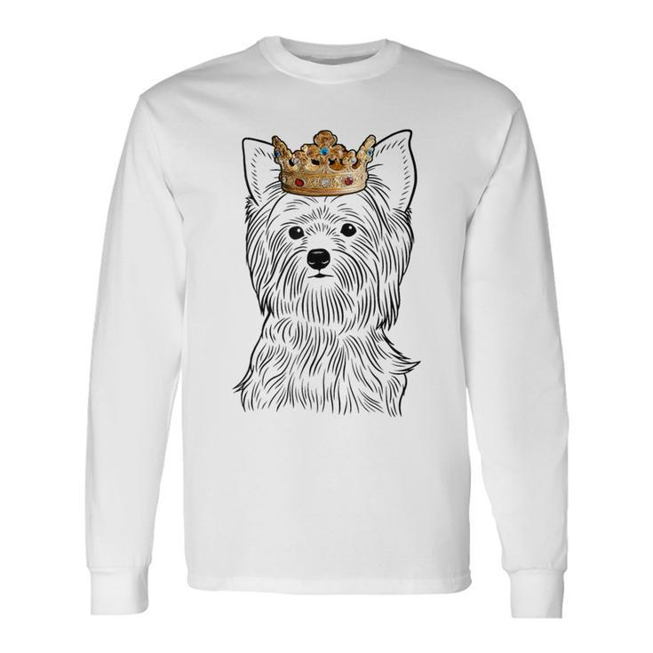 Yorkshire Terrier Dog Wearing Crown Yorkie Dog Long Sleeve T-Shirt