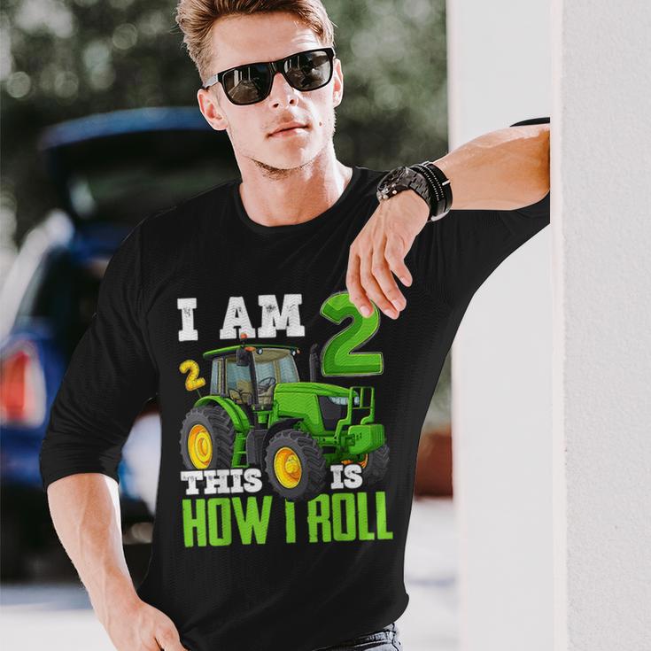 I Am 2 This Is How I Roll Two Years Old Tractor 2Nd Birthday Long Sleeve T- Shirt T-Shirt | Mazezy