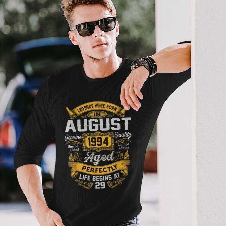 29Th Birthday 29 Years Old Legends Born August 1994 Long Sleeve Gifts for Him