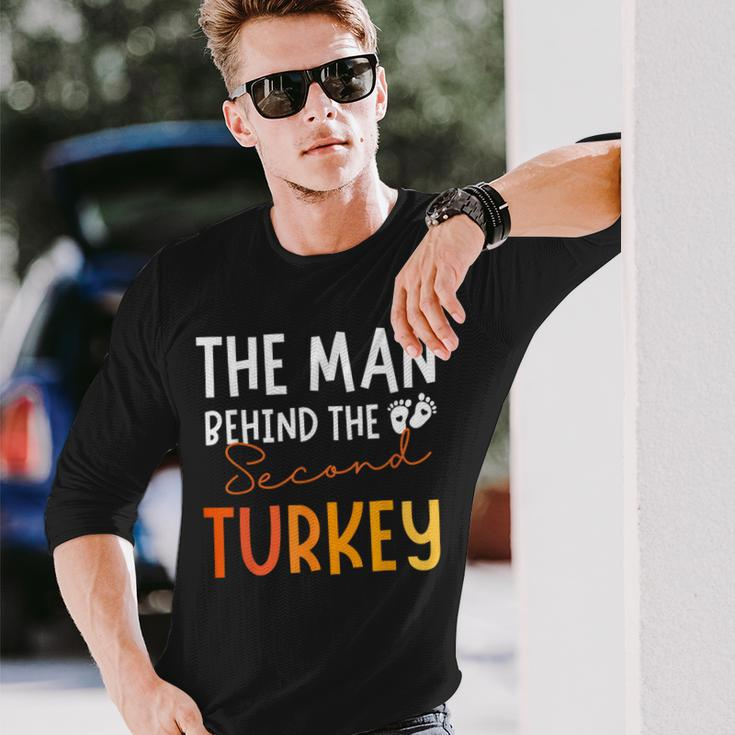 2Nd Pregnancy Announcement Thanksgiving Dad Turkey Baby 2023 Long Sleeve T-Shirt Gifts for Him
