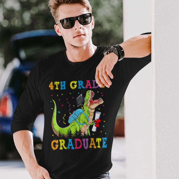 4Th Grade Graduate Dinosaur Trex 4Th Grade Graduation Long Sleeve T-Shirt T-Shirt Gifts for Him