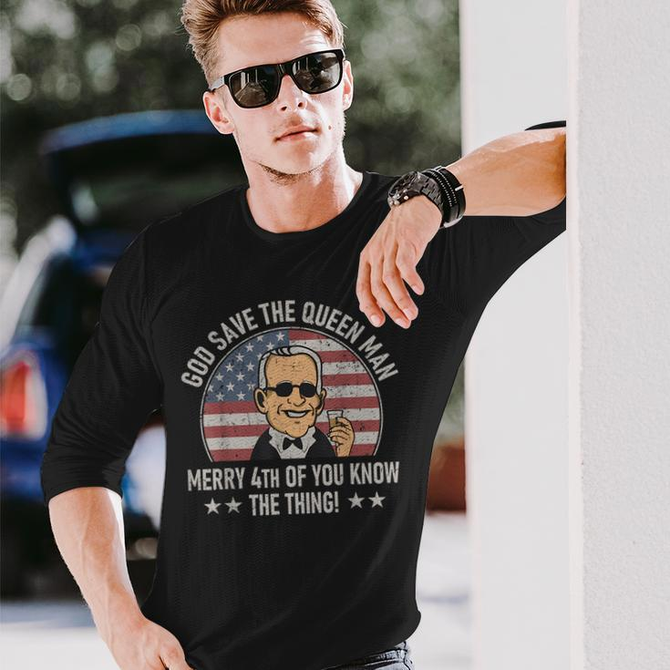 4Th Of July God Save The Queen Man Usa Joe Biden Meme Long Sleeve T-Shirt Gifts for Him