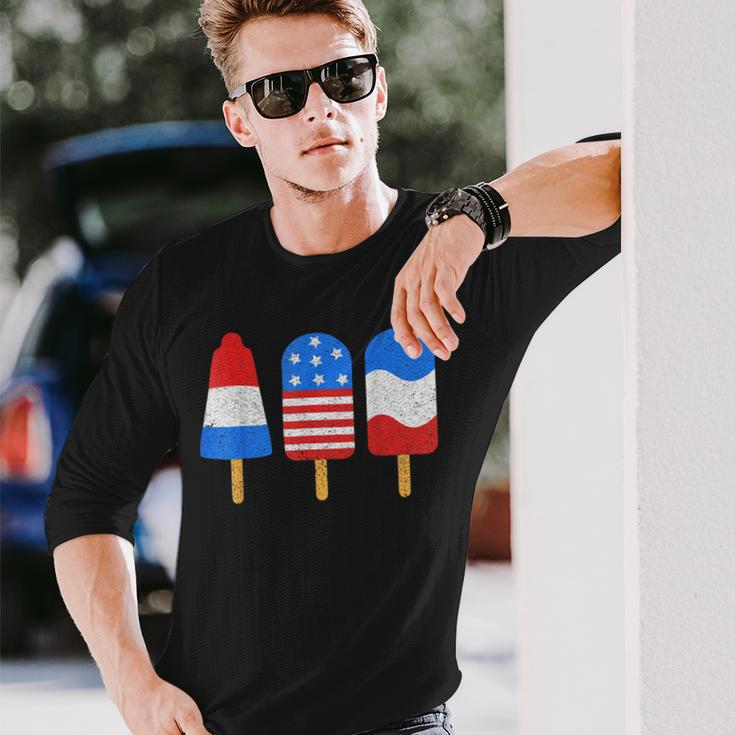 4Th Of July Ice Pops Red White Blue American Flag Patriotic Long Sleeve T-Shirt T-Shirt Gifts for Him