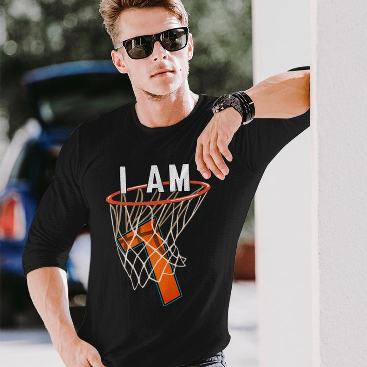 I Am 7 Basketball Themed 7Th Birthday Party Celebration Long Sleeve T-Shirt T-Shirt Gifts for Him