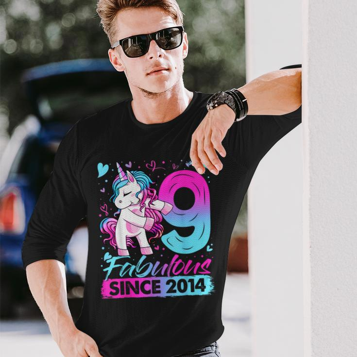 9 Years Old Flossing Unicorn 9Th Birthday Girl Party Long Sleeve T-Shirt Gifts for Him
