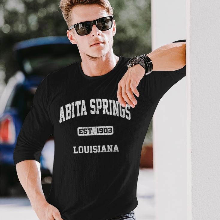 Abita Springs Louisiana La Vintage State Athletic Style Long Sleeve T-Shirt Gifts for Him