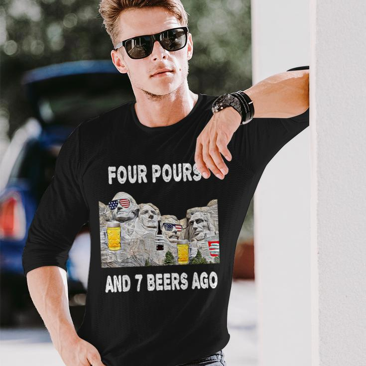 Abraham Abe Drinkin 4Th Of July Usa Ben Drankin Long Sleeve T-Shirt Gifts for Him