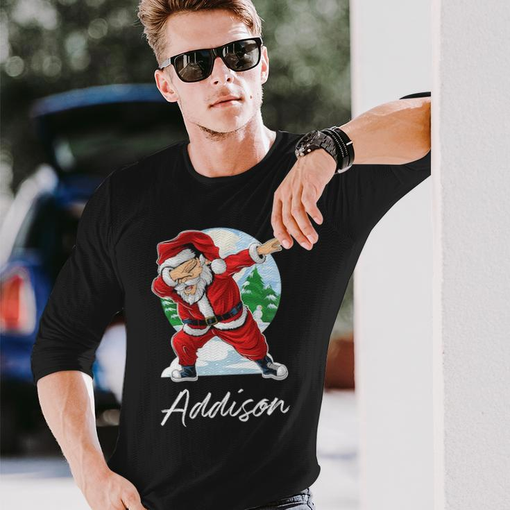 Addison Name Santa Addison Long Sleeve T-Shirt Gifts for Him