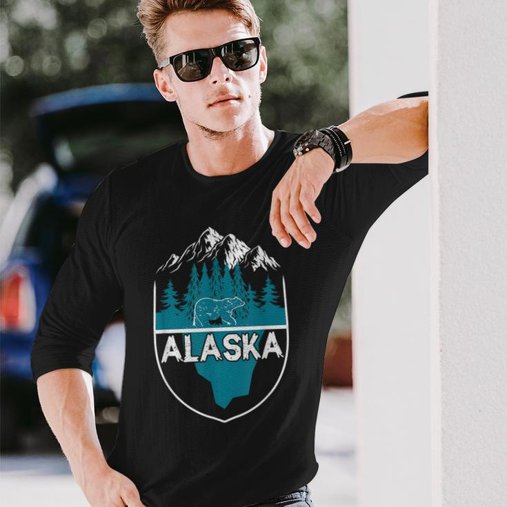 Alaska Bear Nature Alaskan Mountains Long Sleeve T-Shirt Gifts for Him