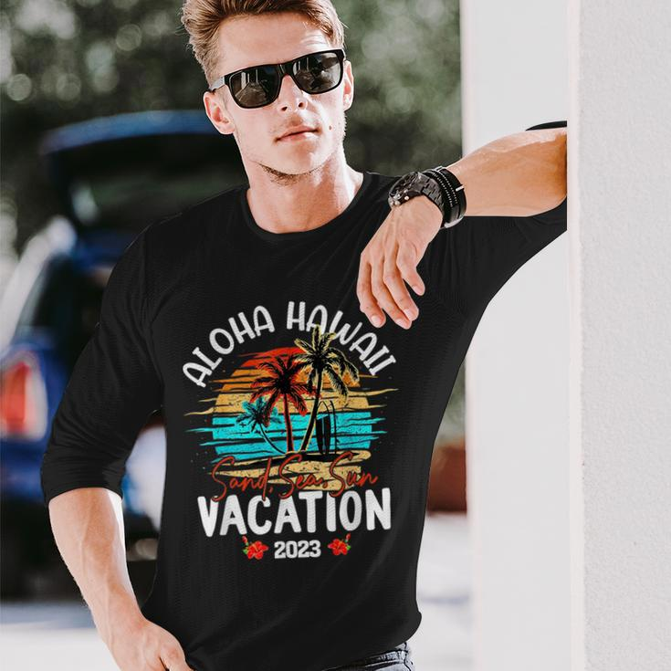 Aloha Hawaii Hawaiian Vacation 2023 Matching Group Long Sleeve T-Shirt Gifts for Him