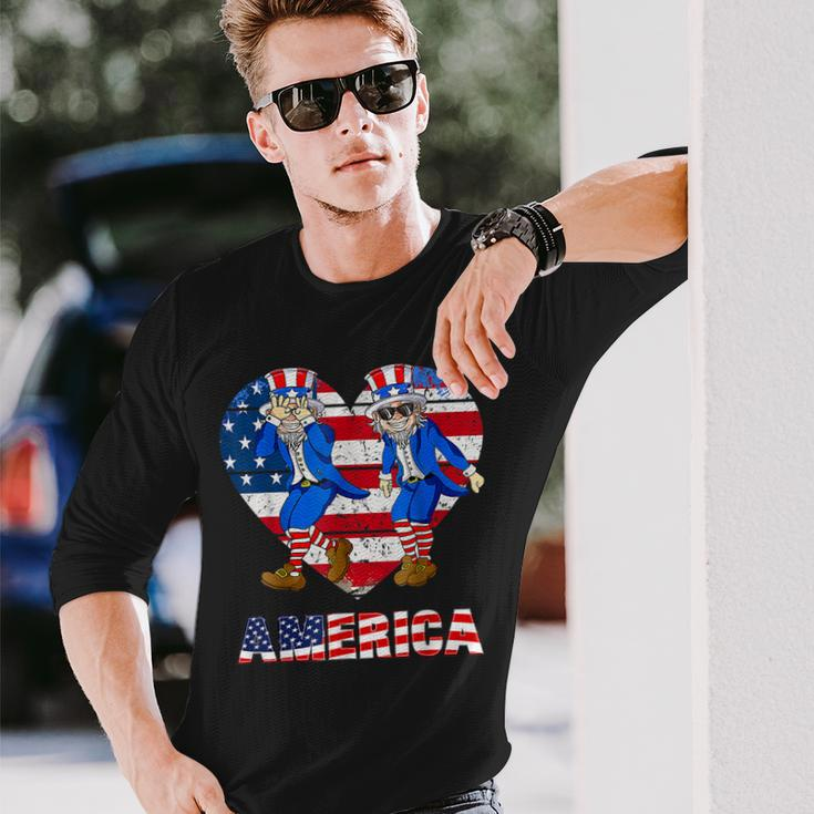 America Uncle Sam Griddy Dance 4Th Of July Long Sleeve T-Shirt Gifts for Him