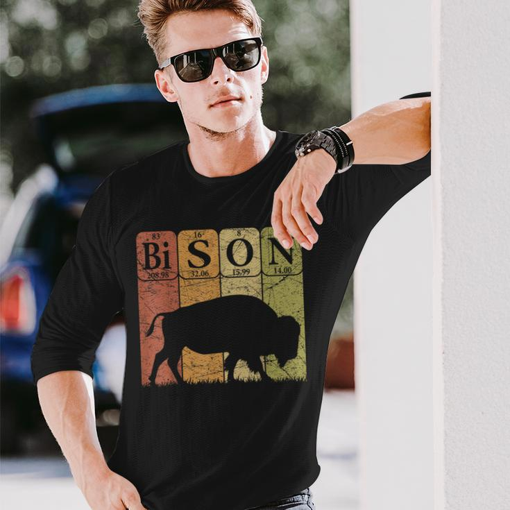 American Bison Periodic Table Elements Buffalo Retro Long Sleeve T-Shirt Gifts for Him