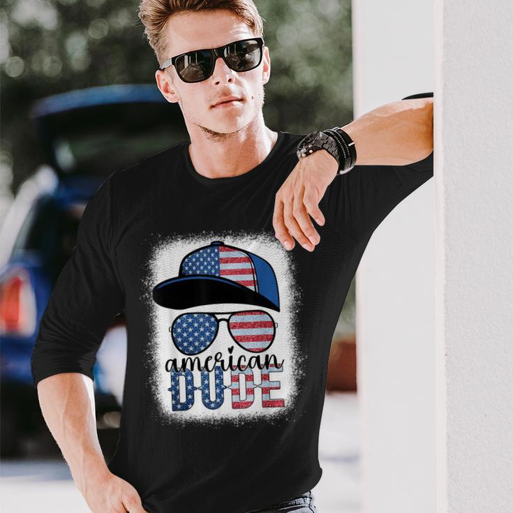 American Dude 4Th Of July Usa Flag Glasses American Long Sleeve T-Shirt T-Shirt Gifts for Him