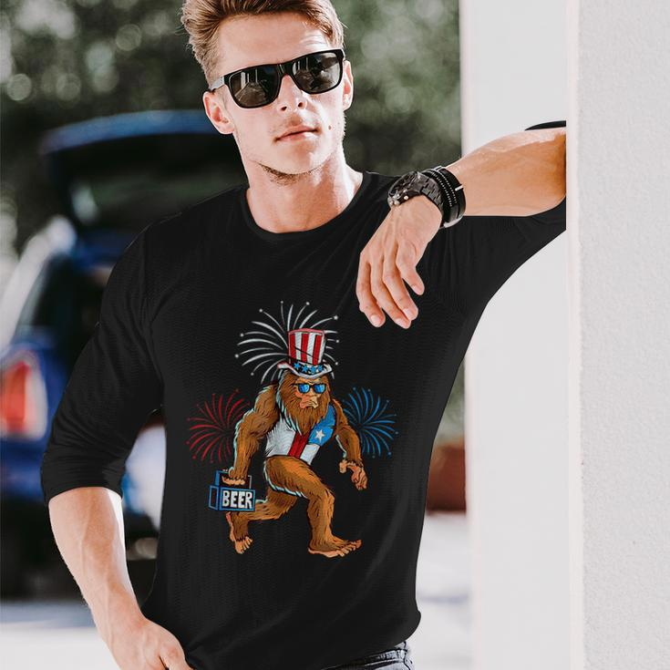 American Patriotic Bigfoot 4Th Of July Sasquatch Boy Long Sleeve T-Shirt T-Shirt Gifts for Him