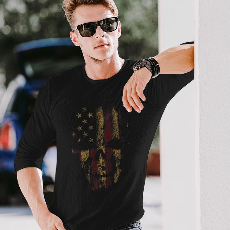 American Skull Flag Patriotic Happy 4Th Of July Long Sleeve T-Shirt T-Shirt Gifts for Him