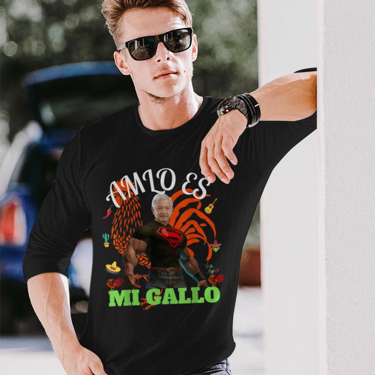 Amlo Es Mi Gallo Amlo El Mejor Presidente De Mexico Long Sleeve T-Shirt Gifts for Him