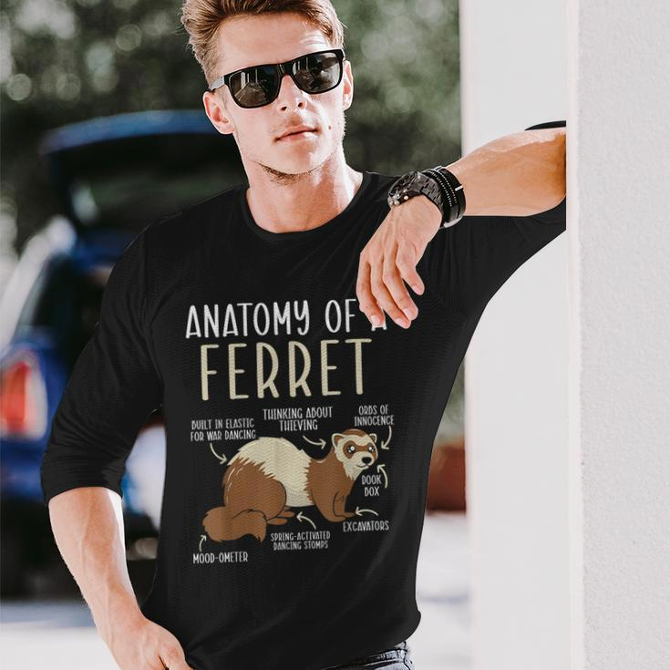 Anatomy Of A Ferret Lover Wildlife Animal Ferret Owner Long Sleeve T-Shirt Gifts for Him