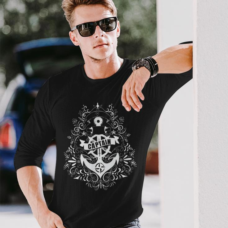 Anchor Captain Sailing Boating Lover Long Sleeve T-Shirt Gifts for Him