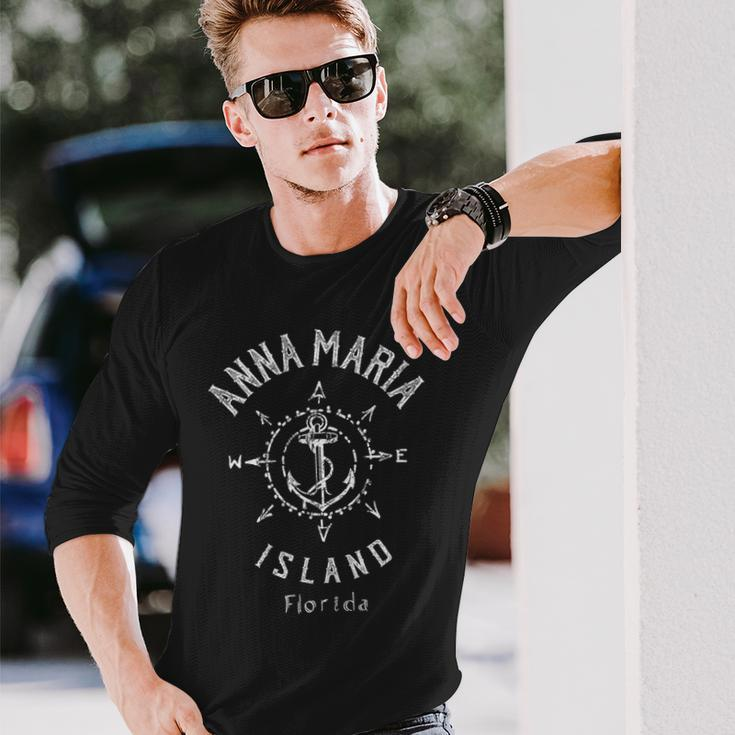 Anna Maria Island Souvenir Compass Rose Long Sleeve T-Shirt Gifts for Him