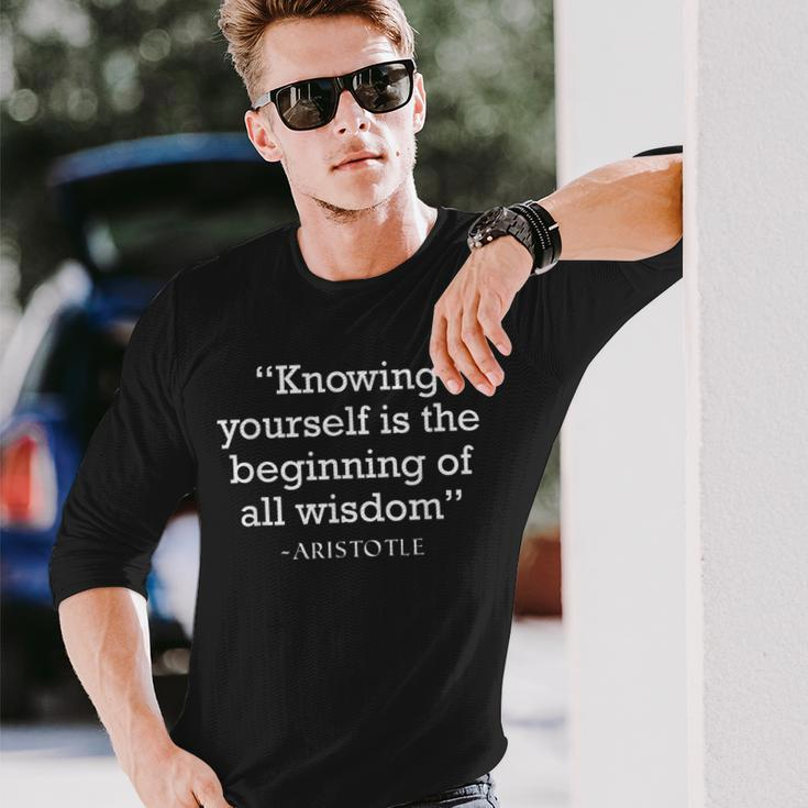 Aristotle Wisdom & Introspection Philosophy Quote Long Sleeve T-Shirt Gifts for Him
