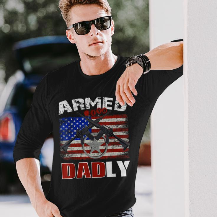 Armed And Dadly 2023 Deadly Father For Fathers Day Long Sleeve T-Shirt Gifts for Him