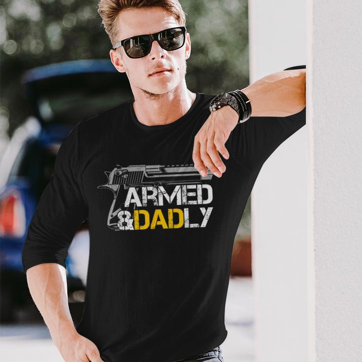 Armed And Dadly Veteran Dad Gun Long Sleeve T-Shirt Gifts for Him