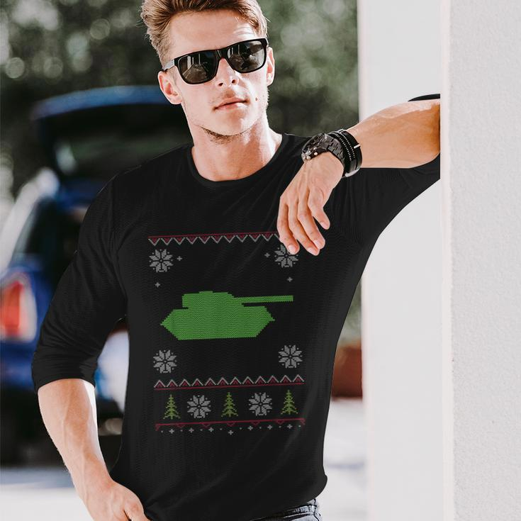 Army Tank Ugly Sweater Christmas Long Sleeve T-Shirt Gifts for Him