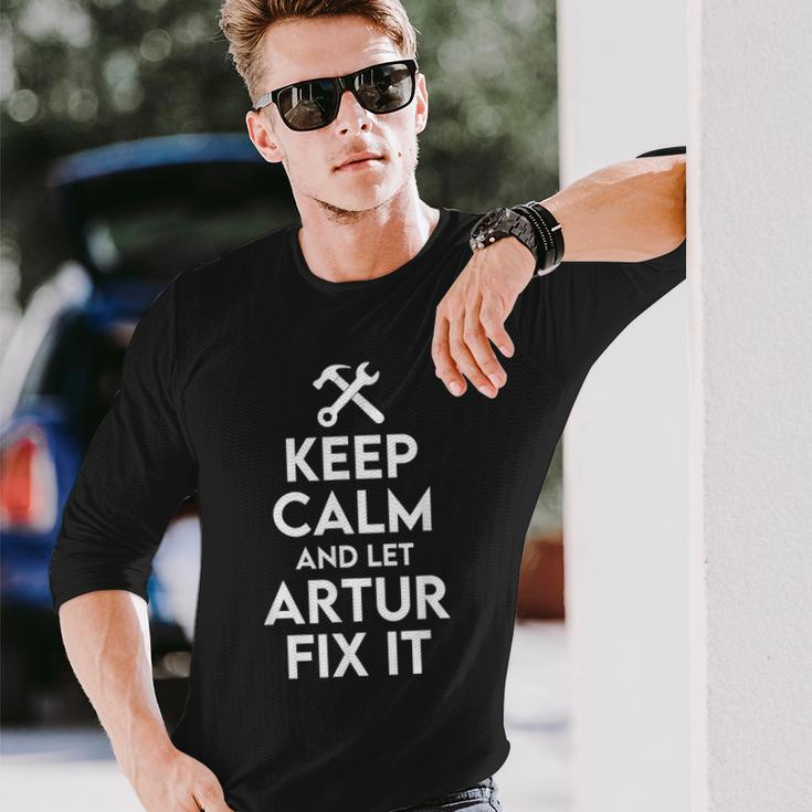 Artur Handyman Birthday Name Personalized Artur Mechanic Long Sleeve T-Shirt Gifts for Him