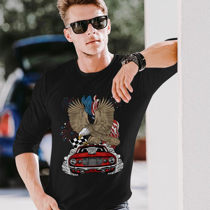 Auto Racing 4Th Of July Eagle Usa Flag Dragster Race Long Sleeve T-Shirt T-Shirt Gifts for Him