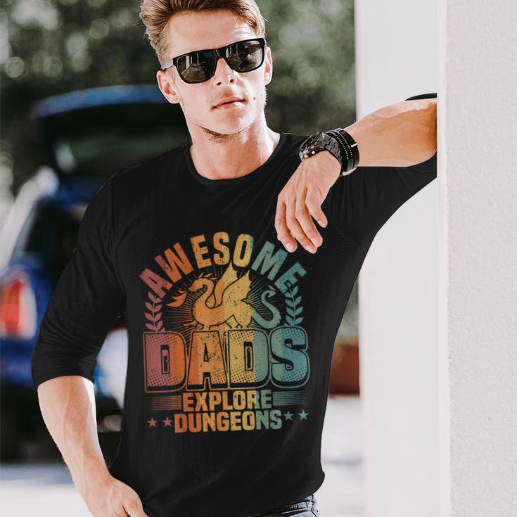 Awesome Dads Explore Dungeons Rpg Gaming & Board Game Dad Long Sleeve T-Shirt Gifts for Him