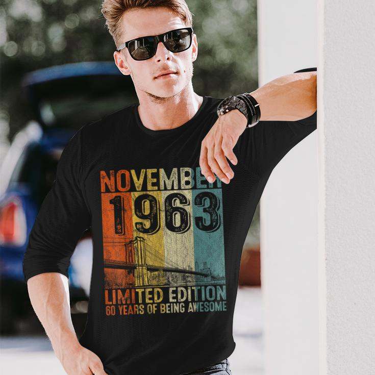 Awesome Since November 1963 Vintage 60Th Birthday Men Long Sleeve T-Shirt Gifts for Him