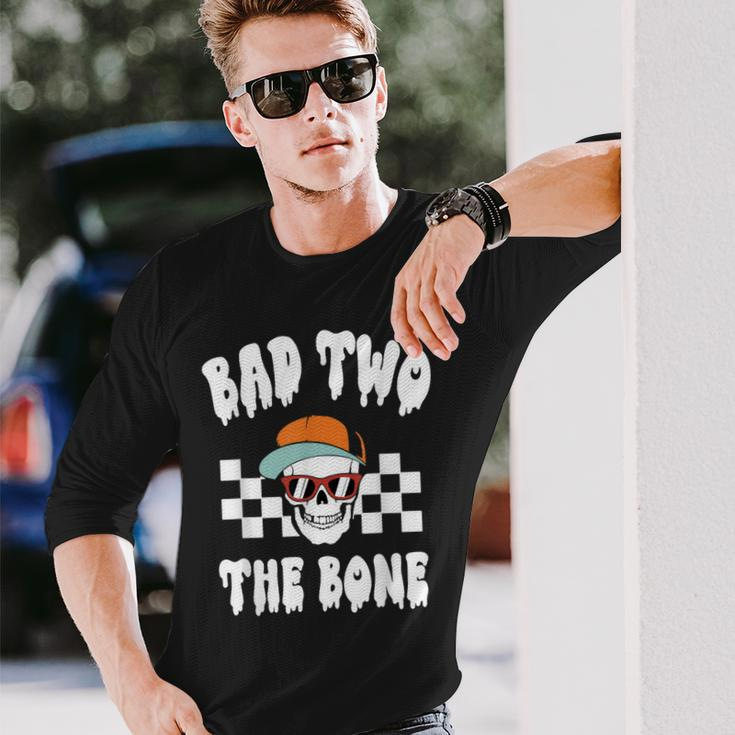 Bad Two The Bone 2Nd Birthday Halloween Skeleton Boy Long Sleeve T-Shirt Gifts for Him