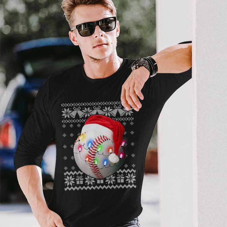 Baseball Christmas Ugly Christmas Sweater Long Sleeve T-Shirt Gifts for Him
