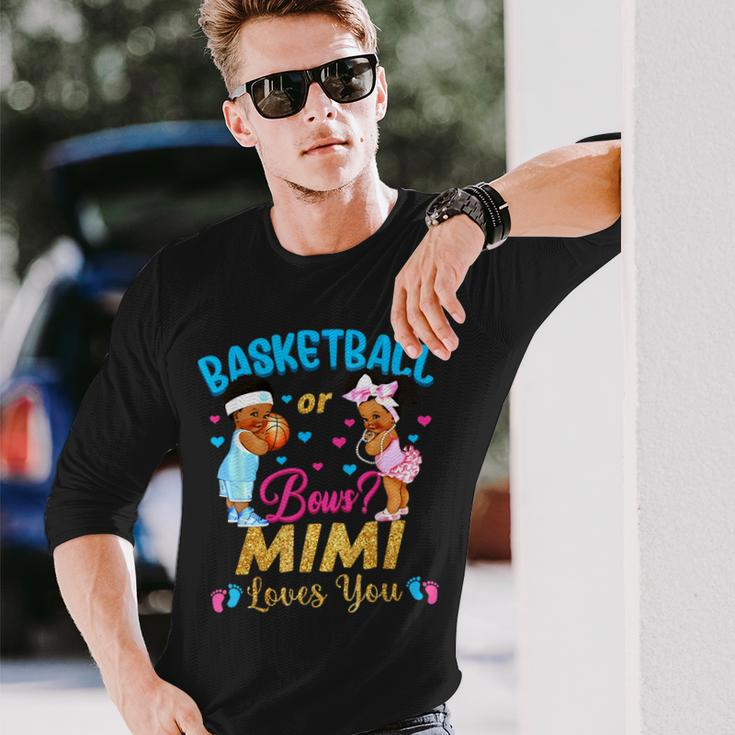 Basketball Or Bows Mimi Loves You Gender Reveal Pink Blue Long Sleeve T-Shirt T-Shirt Gifts for Him