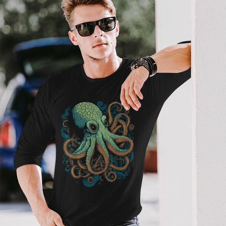 Beautiful Octopus Ocean Animal Lover Artistic Graphic Long Sleeve T-Shirt Gifts for Him
