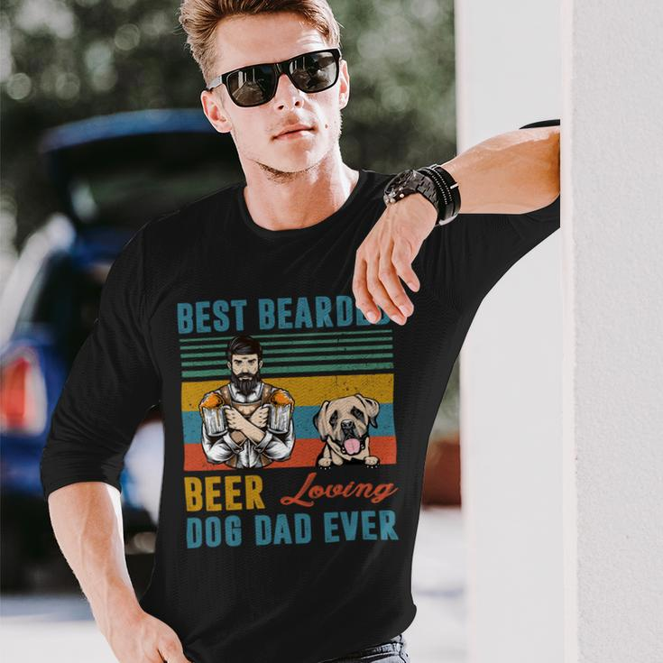 Beer Best Bearded Beer Loving Dog Dad English Mastiff Puppy Lover Long Sleeve T-Shirt Gifts for Him