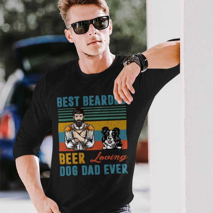 Beer Best Bearded Beer Loving Dog Dad Ever Border Collie Dog Love Long Sleeve T-Shirt Gifts for Him
