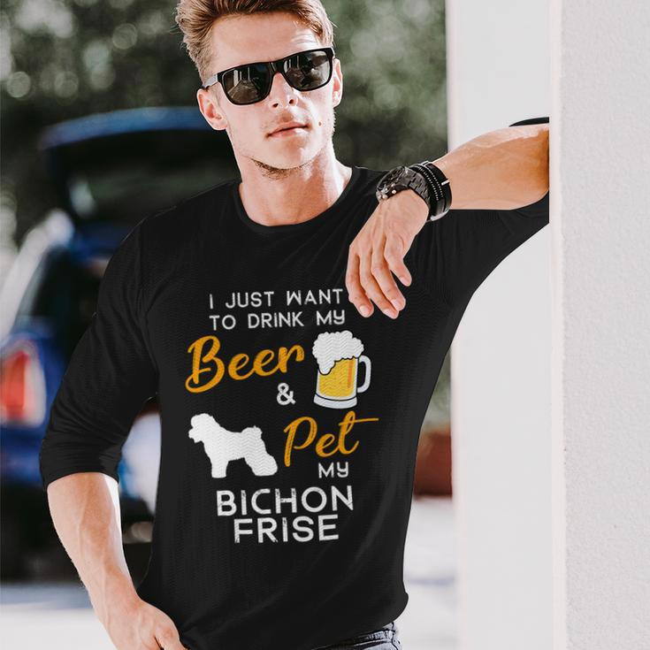 Beer Bichon Frise Dog Beer Lover Owner Christmas Birthday Long Sleeve T-Shirt Gifts for Him