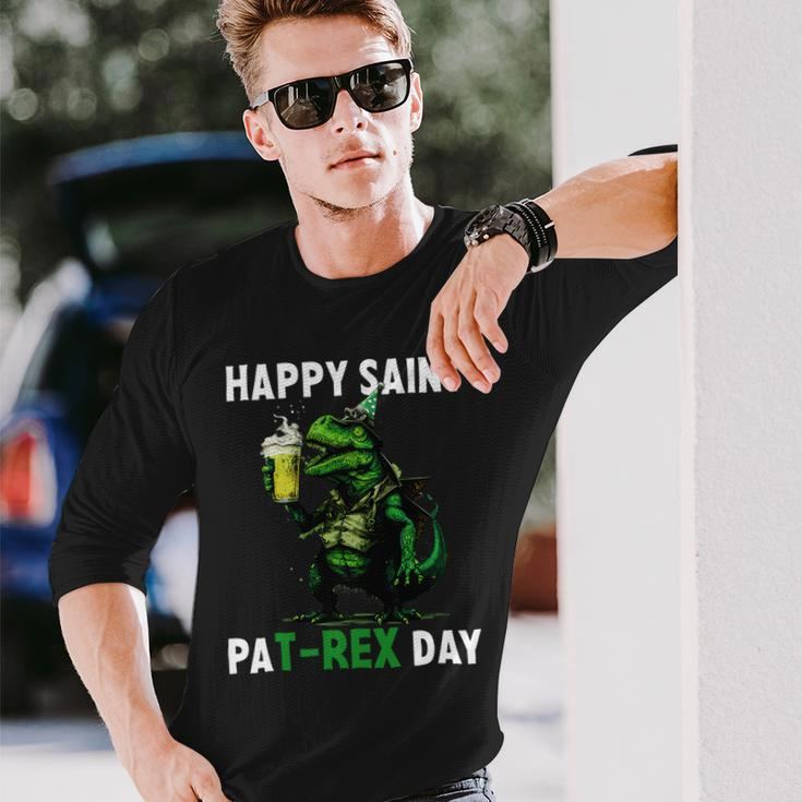 Beer Beer Dinosaur St Patricks Day Shirt Happy St Pat Trex Long Sleeve T-Shirt Gifts for Him
