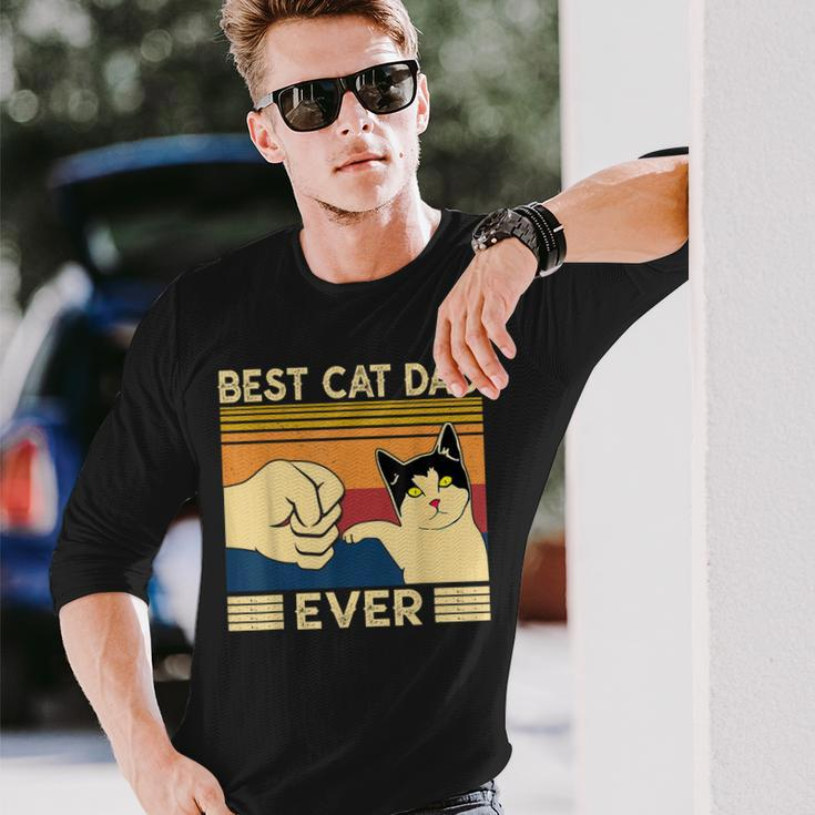 Best Cat Dad Ever Vintage Cat Daddy Father Day Long Sleeve T-Shirt T-Shirt Gifts for Him