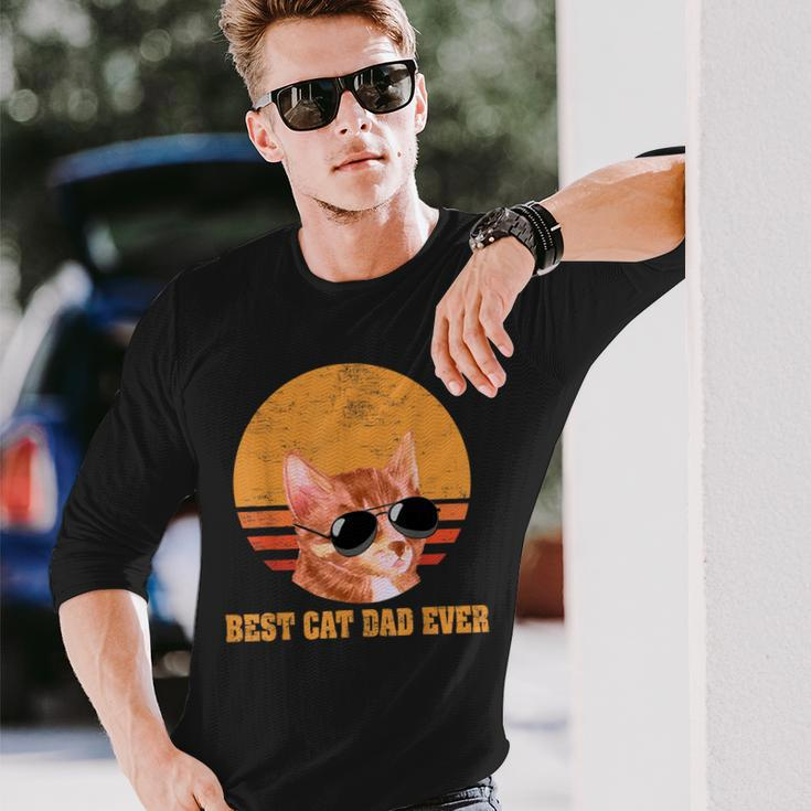 Best Cat Dad Ever Vintage Cat Lover Long Sleeve T-Shirt T-Shirt Gifts for Him