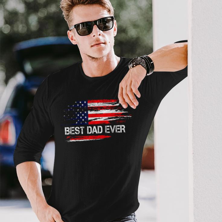 Best Dad Ever Us American Flag Dad Fathers Day Long Sleeve T-Shirt T-Shirt Gifts for Him