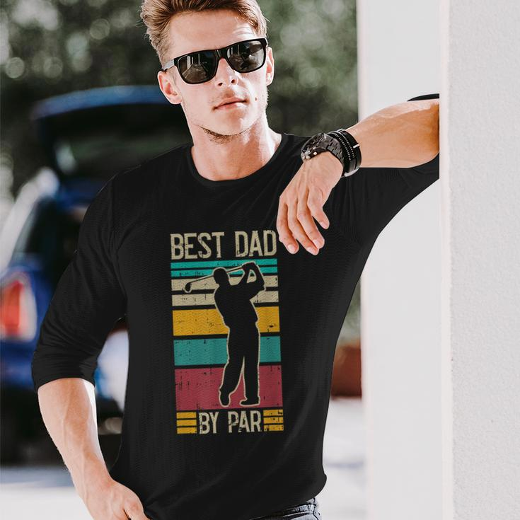 Best Dad By Par Golf Player Retro Golfing Sports Golfer Long Sleeve T-Shirt T-Shirt Gifts for Him