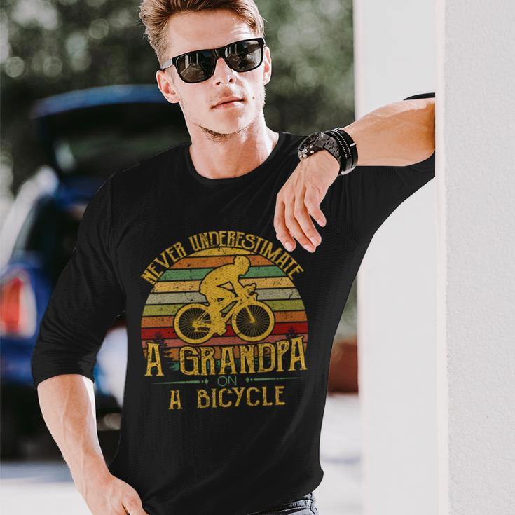 Bicycle Grandpa Never Underestimate A Grandpa On A Bicycle Long Sleeve T-Shirt Gifts for Him