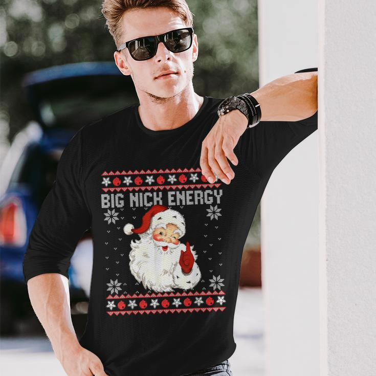 Big Nick Energy Santa Naughty Adult Ugly Christmas Sweater Long Sleeve T-Shirt Gifts for Him