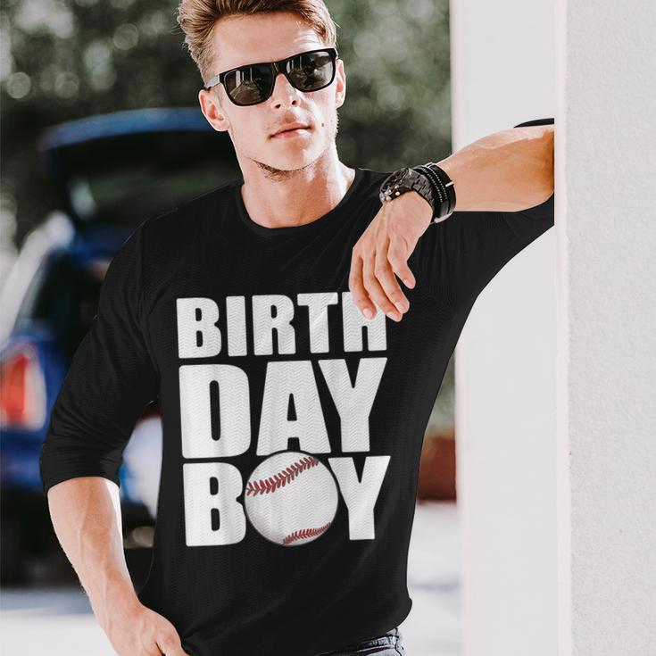 Birthday Boy Baseball Batter Catcher Pitcher Baseball Theme Long Sleeve T-Shirt Gifts for Him