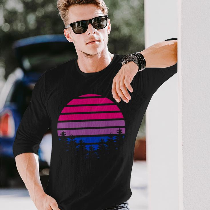 Bisexual Flag Retro Sunset Lgbt Bi Pride Long Sleeve T-Shirt T-Shirt Gifts for Him