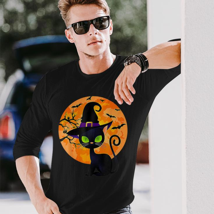 Black Cat Full Moon Halloween Costume Bunch Of Hocus Pocus Long Sleeve T-Shirt Gifts for Him