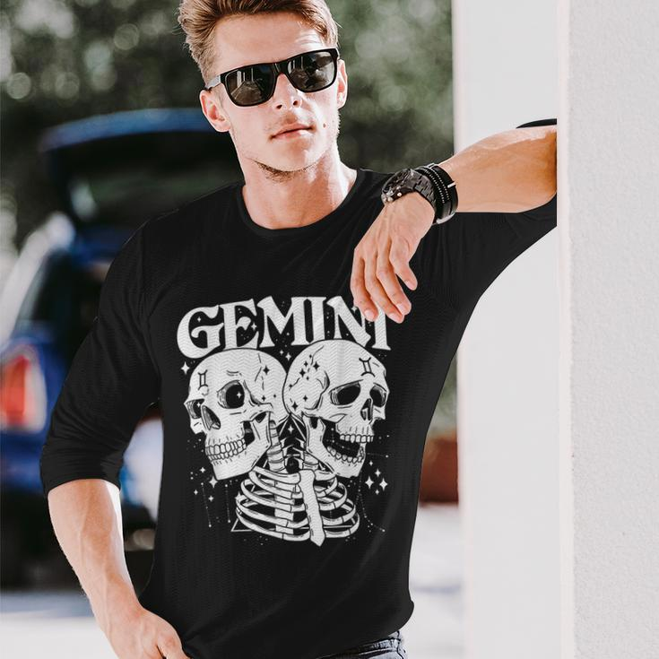 Blackcraft Zodiac Signs Gemini Skull Magical Witch Earth Long Sleeve T-Shirt T-Shirt Gifts for Him